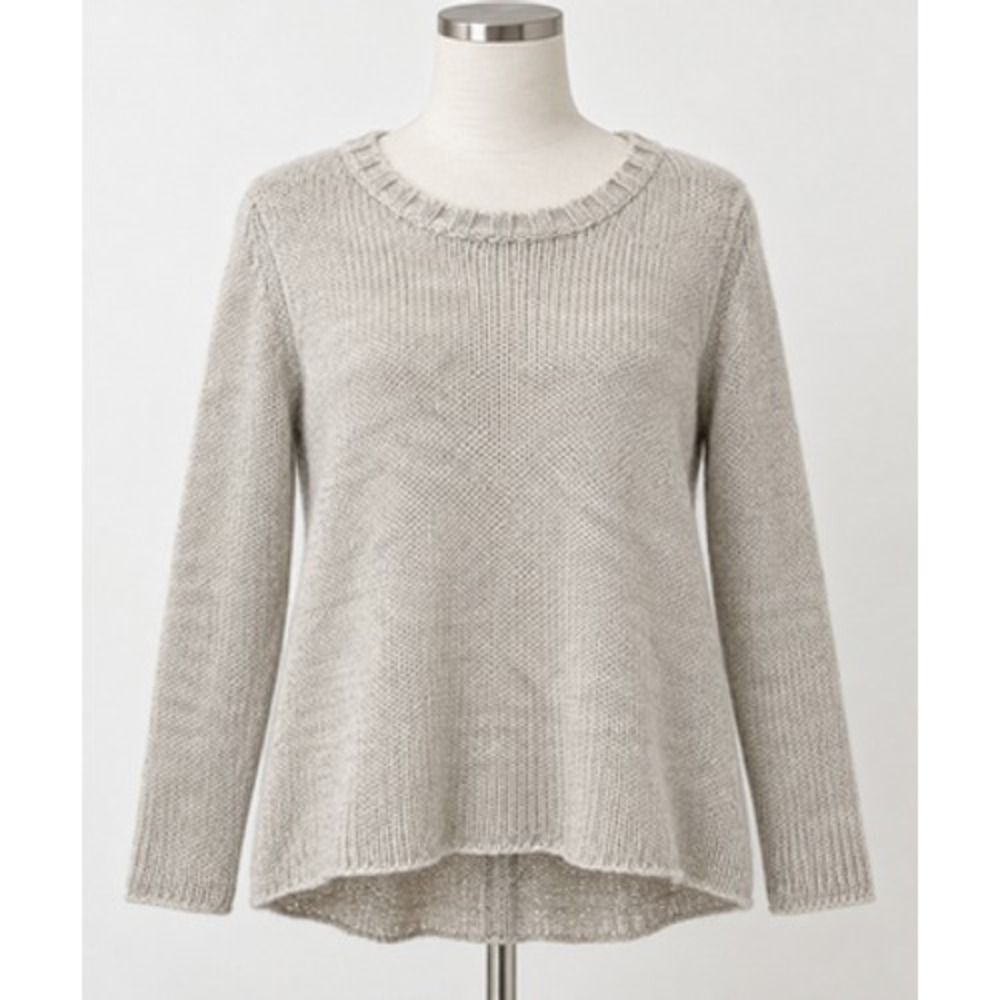 Wooden Ships Sweater Womens S/M Gray Mohair Wool Crew Neck Button Back Knit